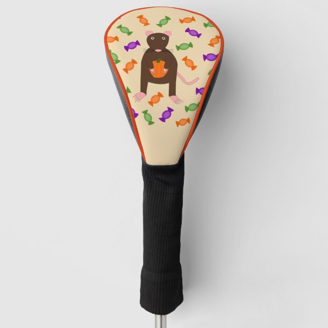 Funda Para Palo De Golf Rata de Halloween y calabaza (Anverso)