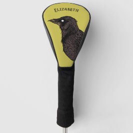 Funda Para Palo De Golf Raven Creepy Crow Bright Gothic Ink Art Name
