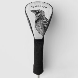 Funda Para Palo De Golf Raven Nombre del dibujo de la tinta negra del horr