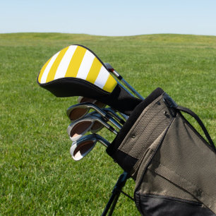 Funda Para Palo De Golf Rayas amarillas, franjas blancas, patrón rayado