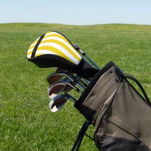 Funda Para Palo De Golf Rayas amarillas, patrón rayado, líneas, nombre