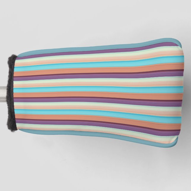 Funda Para Palo De Golf Rayas azules marrones lindas  (Anverso)