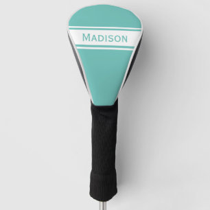 Funda Para Palo De Golf Rayas blancas Verde azuladas ligeras Monograma nom