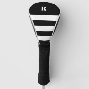Funda Para Palo De Golf Rayas blancas y negras personalizadas