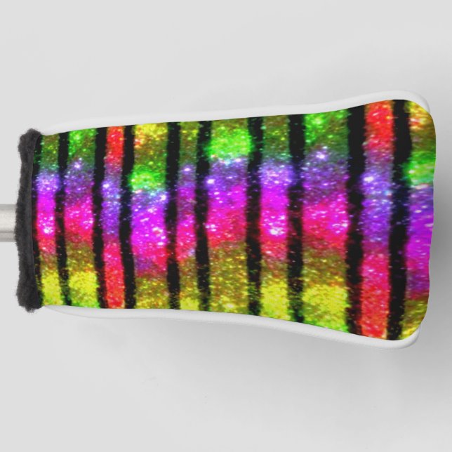 Funda Para Palo De Golf Rayas Brillantes Arcoíris Neon (Anverso)