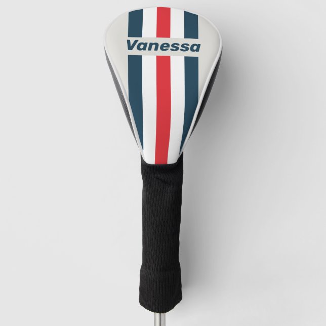 Funda Para Palo De Golf Rayas de Alfiler de Avión de Combate con Nombre (Anverso)