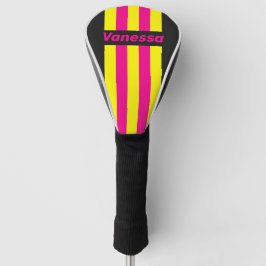 Funda Para Palo De Golf Rayas de Alfiler de Brillo Solar Retro con Nombre