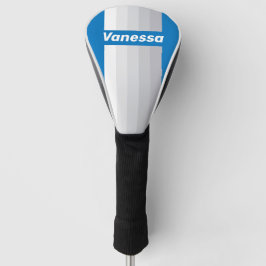 Funda Para Palo De Golf Rayas de Alfiler de Cielo Azul Nublado con Nombre