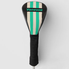 Funda Para Palo De Golf Rayas de Alfiler de Menta de Medianoche Retro con