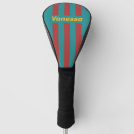 Funda Para Palo De Golf Rayas de Alfiler de Rubí Arrecife con Nombre