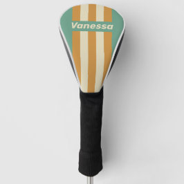 Funda Para Palo De Golf Rayas de Alfiler Musgo Retro con Nombre
