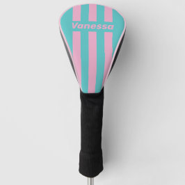 Funda Para Palo De Golf Rayas de alfiler Retro South Beach con nombre