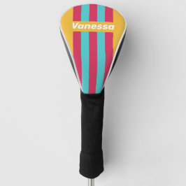 Funda Para Palo De Golf Rayas de Alfiler Retro Tropical Brisa con Nombre