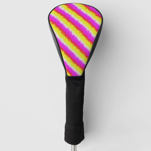 Funda Para Palo De Golf Rayas de arco iris rosado de Artdeco (Anverso)