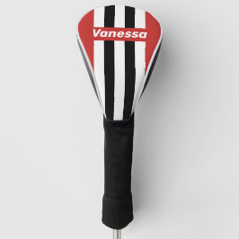Funda Para Palo De Golf Rayas de cebra urbanas retro con nombre
