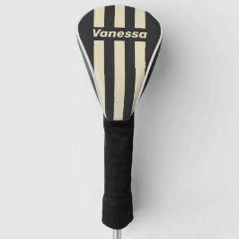 Funda Para Palo De Golf Rayas de tres alfileres de carbón retro con nombre