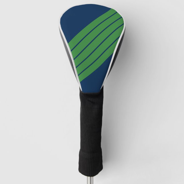 Funda Para Palo De Golf Rayas retro clásicas de rayas azules de rayas verd (Anverso)