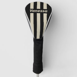 Funda Para Palo De Golf Rayas Retro Medianoche Tres Alfileres con Nombre