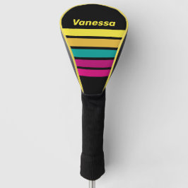 Funda Para Palo De Golf Rayas Retro Oscuras A Traves de Rayas con Nombre