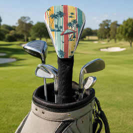 Funda Para Palo De Golf Rayas Retro Palmeras Tropicales