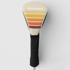 Funda Para Palo De Golf Rayas transversales retro con nombre