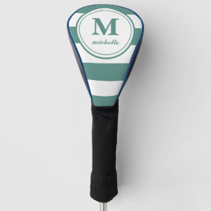 Funda Para Palo De Golf Rayas verdes    Golf   monograma de NOMBRE persona