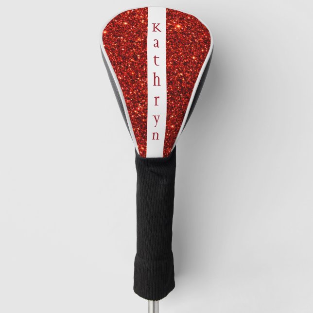 Funda Para Palo De Golf Red Glitter Personalized Name (Anverso)
