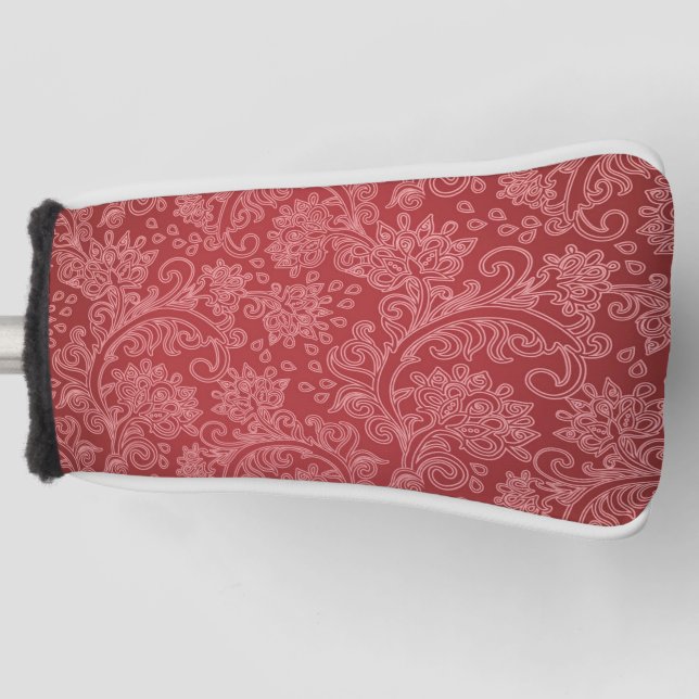 Funda Para Palo De Golf Red Paisley Damask Designer Floral Classic (Anverso)