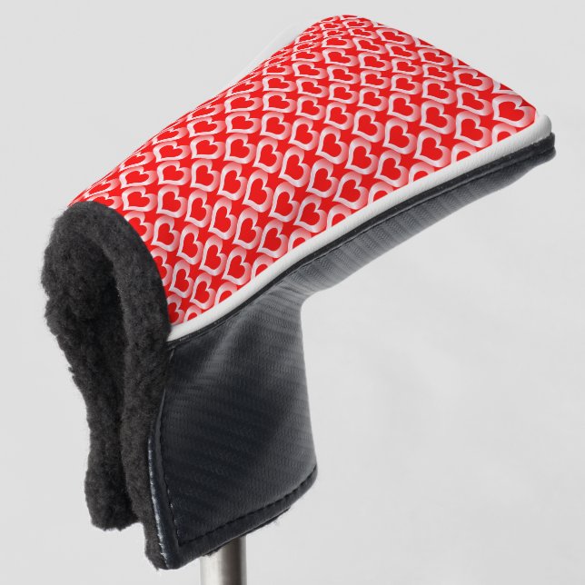Funda Para Palo De Golf Red White Hearts Pattern (Anverso 3/4)