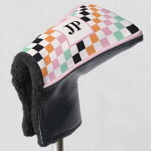Funda Para Palo De Golf Regalo de golf con monograma de tablero de ajedrez