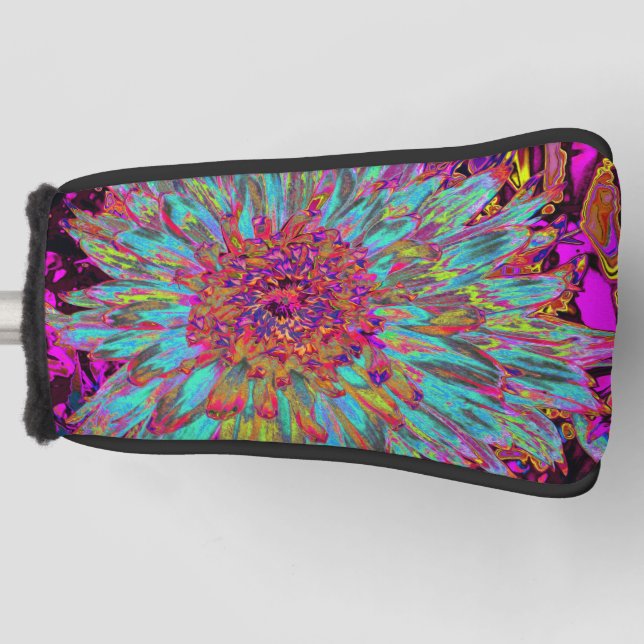Funda Para Palo De Golf Resumen azul Verde azulado psicodélico Dahlia deco (Anverso)