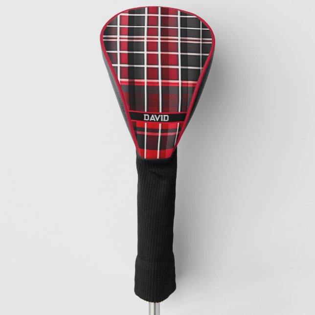 Funda Para Palo De Golf Resumen Colección popular Red Black Plaid (Anverso)