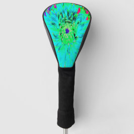 Funda Para Palo De Golf Resumen de la flor de Dahlia decorativa de Aqua