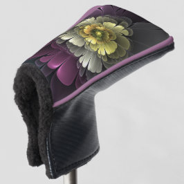 Funda Para Palo De Golf Resumen de la flor fractal gris purpur moderna