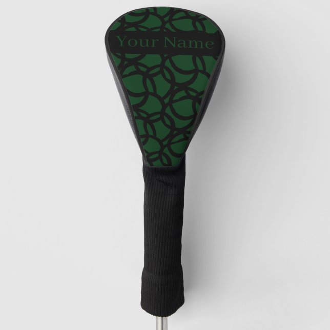 Funda Para Palo De Golf Resumen Patrón negro y verde personalizado (Anverso)