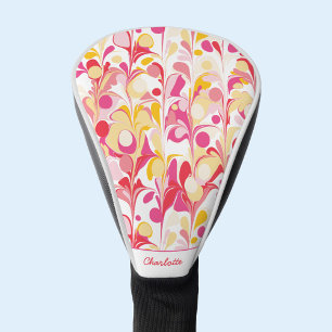 Funda Para Palo De Golf Resumen Patrón retro Pink personalizado