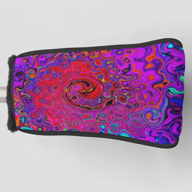 Funda Para Palo De Golf Resumen trippy rojo y púrpura Retro líquido girato (Anverso)