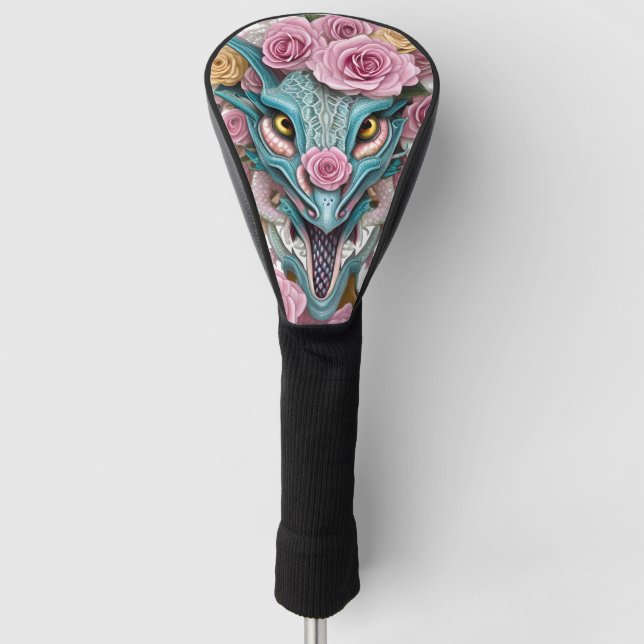 Funda Para Palo De Golf Retrato de una hermosa cabeza de dragón rosa capri (Anverso)