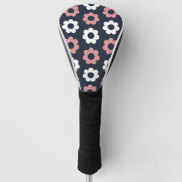 Funda Para Palo De Golf Retro años 60 Azul Marino Oscuro Rosa Floral Drive