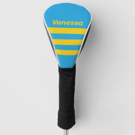 Funda Para Palo De Golf Retro Aqua Reef Tres Franjas con Nombre