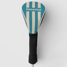 Funda Para Palo De Golf Retro Aquamarina Tres Rayas de Alfiler con Nombre