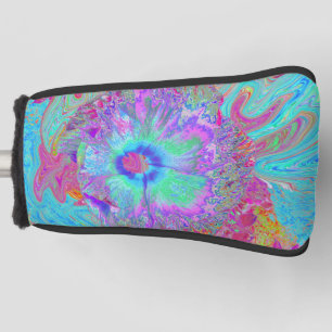 Funda Para Palo De Golf Retro Arcoíris Psicodélico Flor de Hibisco Azul