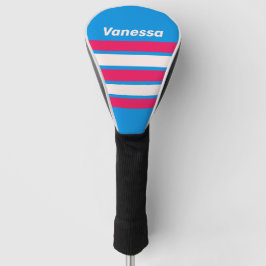 Funda Para Palo De Golf Retro Blue Crush en rayas con nombre