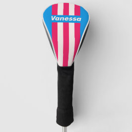 Funda Para Palo De Golf Retro Blue Crush Pin Rayas con Nombre