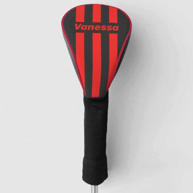 Funda Para Palo De Golf Retro Dark Three Pin Stripes with Name (Anverso)