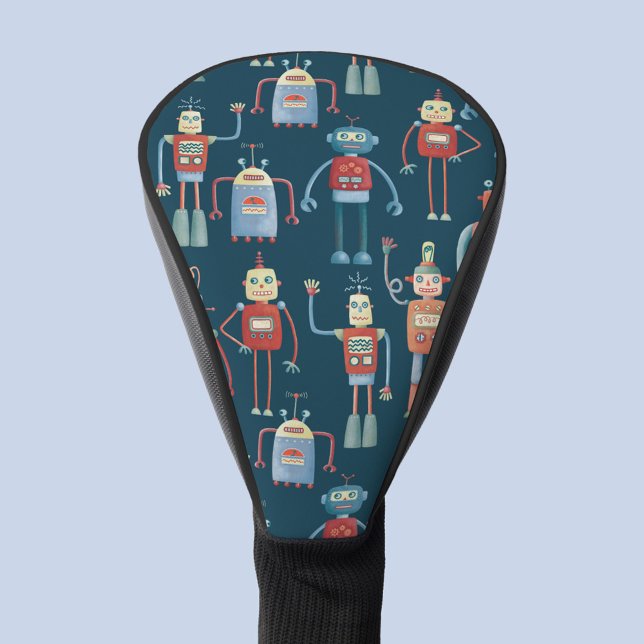 Funda Para Palo De Golf Retro de patrón de robot (Fun retro robots pattern  golf head cover)