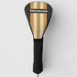 Funda Para Palo De Golf Retro Golden Horizon Pin Stripes with Name