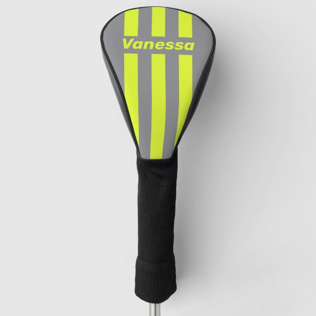 Funda Para Palo De Golf Retro HI VIS Three Pin Stripes with Name (Anverso)