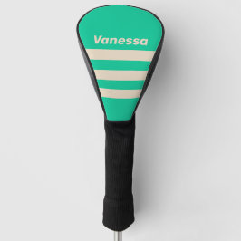 Funda Para Palo De Golf Retro Mint Tres Franjas con Nombre