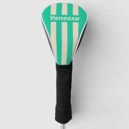 Funda Para Palo De Golf Retro Mint Tres Rayas con Nombre